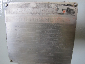 MOTOR, ELECTRIC TYPE, 2250 HORSEPOWER, 4160VAC ELEC RATING, 1200 RATED RPM, V8040 FRAME, 276FLC AMPS, WEATHERPROOF ENCLOSURE, 1.15 SERVICE FACTOR. WITH 6 1000WATT, 3/60/575VOLT HEATERS, OPERATED AT 480VAC (W-50) LOADING & HANDLING FEE $500-